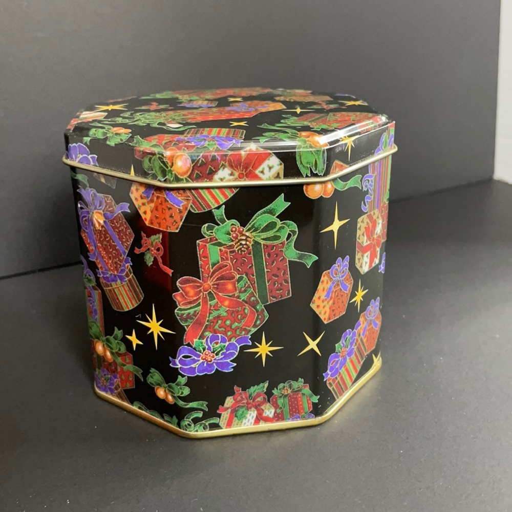 Vintage Decorative Christmas Cookie Candy Tin Holiday Decorative Gift Box